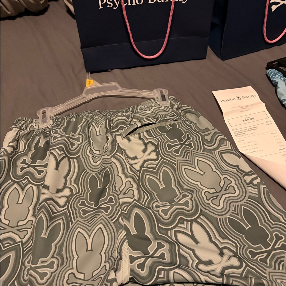 Psycho Bunny Kids Patterned Gray Shorts